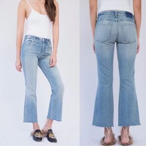 AMO Women’s Kick Crop Sweet Cheeks Distressed Denim Jeans